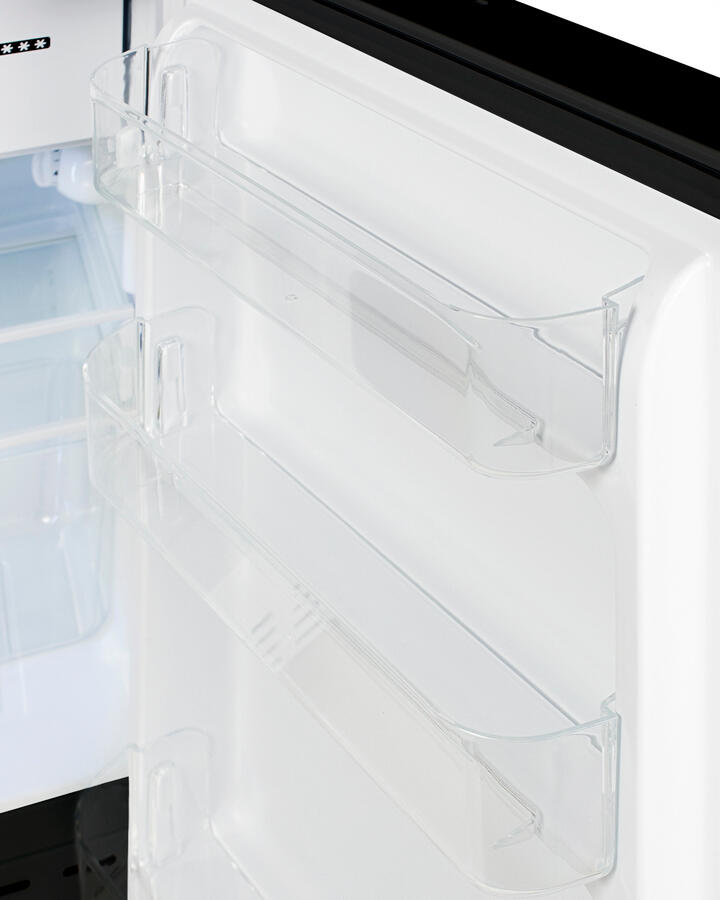 Summit ADA302BRFZ Built-In Undercounter, Ada Compliant Refrigerator-Freezer In Black, Designed For General Purpose Storage, Manual Defrost With Glass Shelves, Front Lock, And Door Storage