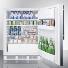 Summit FF6L7SSHVADA Ada Compliant Commercial All-Refrigerator For Freestanding General Purpose Use, Auto Defrost With Lock, Ss Wrapped Door, Thin Handle, And White Cabinet