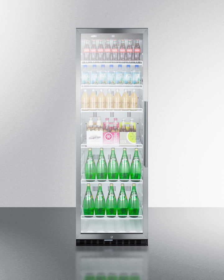 Summit SCR1400WLH Commercial Beverage Merchandiser Designed For The Display And Refrigeration Of Beverages And Sealed Food, With 12.6 Cu.Ft. Capacity, Digital Thermostat And Self-Closing Door With A Left Hand Swing