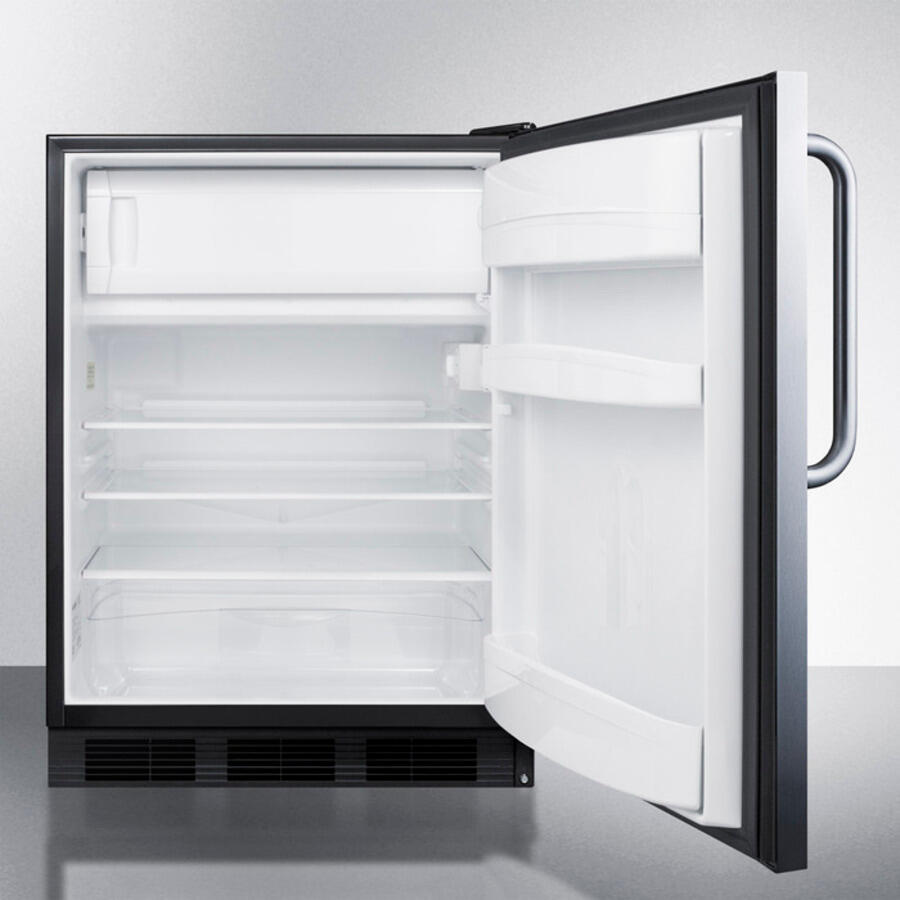 Summit CT66BCSS Built-In Undercounter Refrigerator-Freezer For General Purpose Use, With Dual Evaporator Cooling, Cycle Defrost, And Fully Wrapped Stainless Steel Exterior