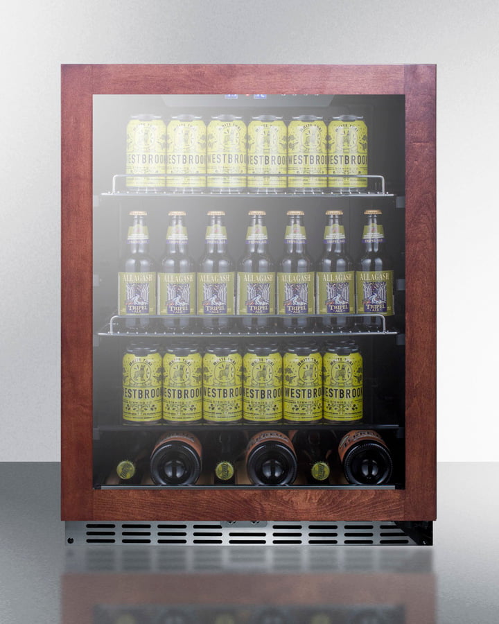 Summit SCR2466PUBPNR Built-In Undercounter Craft Beer Pub Cellar With Glass Door With Panel-Ready Frame, Digital Controls, And Black Cabinet
