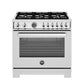 Bertazzoni PRO366BCFEPXT 36 Inch Dual Fuel Range, 6 Brass Burners And Cast Iron Griddle, Electric Self-Clean Oven Stainless Steel