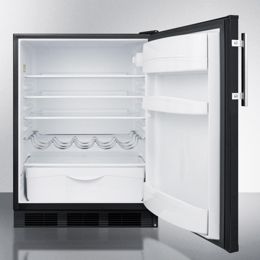 Summit FF63BBIADA Ada Compliant Built-In Undercounter All-Refrigerator For Residential Use, Auto Defrost With Deluxe Interior And Black Exterior Finish