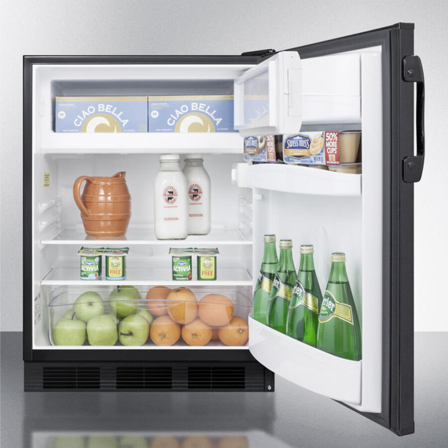 Summit AL652B Freestanding Ada Compliant Refrigerator-Freezer For General Purpose Use, With Dual Evaporator Cooling, Cycle Defrost, And Black Exterior