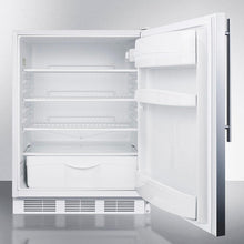 Summit FF6WBISSHVADA Ada Compliant All-Refrigerator For Built-In General Purpose Use, Auto Defrost W/Stainless Steel Wrapped Door, Thin Handle, And White Cabinet