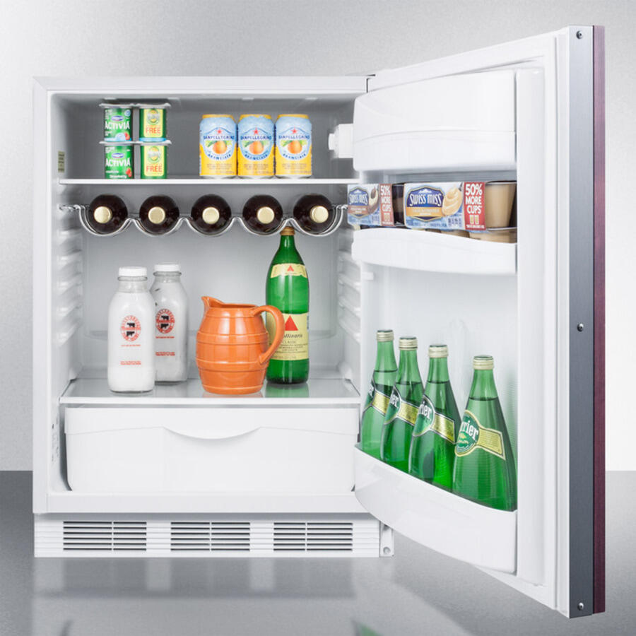 Summit FF61BIIF Built-In Undercounter Auto Defrost All-Refrigerator For Residential Use With A Customizable Door Front To Accept Overlay Panels And White Cabinet Finish