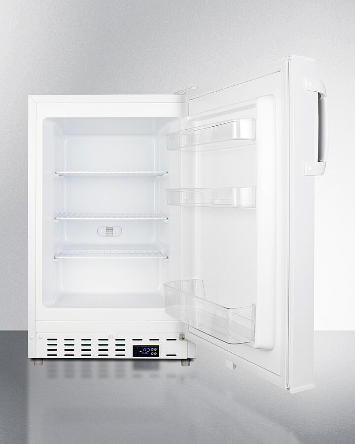 Summit ALFZ36 Built-In Undercounter Ada Compliant Residential All-Freezer In White With Door Storage And Manual Defrost Operation