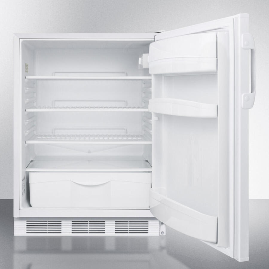 Summit FF6LBI7ADA Ada Compliant Commercial All-Refrigerator For Built-In General Purpose Use, With Lock, Automatic Defrost Operation And White Exterior