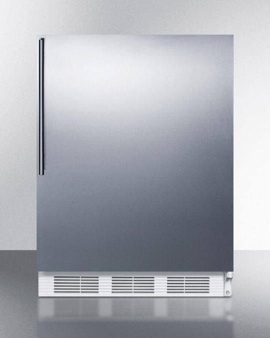 Summit CT66JBISSHV Built-In Undercounter Refrigerator-Freezer For General Purpose Use, With Dual Evaporator Cooling, Cycle Defrost, Ss Door, Thin Handle And White Cabinet