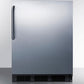 Summit FF6BKBISSTBADA Ada Compliant All-Refrigerator For Built-In General Purpose Use, Auto Defrost W/Stainless Steel Wrapped Door, Towel Bar Handle, And Black Cabinet