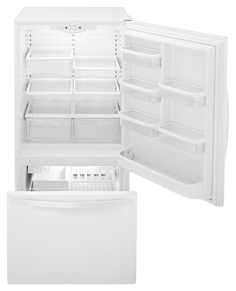 Whirlpool WRB322DMBW 33-Inches Wide Bottom-Freezer Refrigerator With Spillguard Glass Shelves - 22 Cu. Ft
