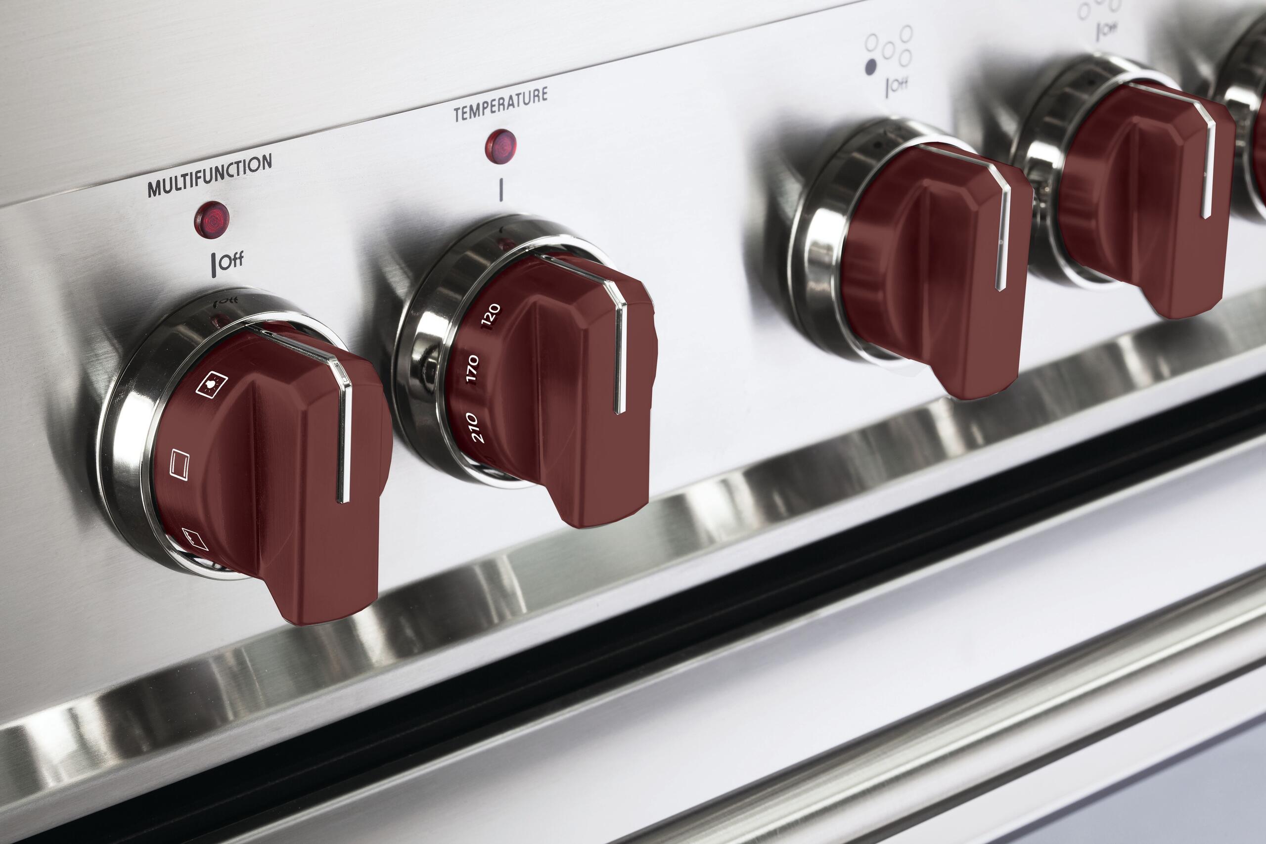 Verona VEKNDIESBU Color Knob Set For Designer Single Oven Induction Range - Burgundy