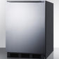 Summit FF6BKBISSHH Built-In Undercounter All-Refrigerator For General Purpose Use W/Automatic Defrost, Stainless Steel Wrapped Door, Horizontal Handle, And Black Cabinet