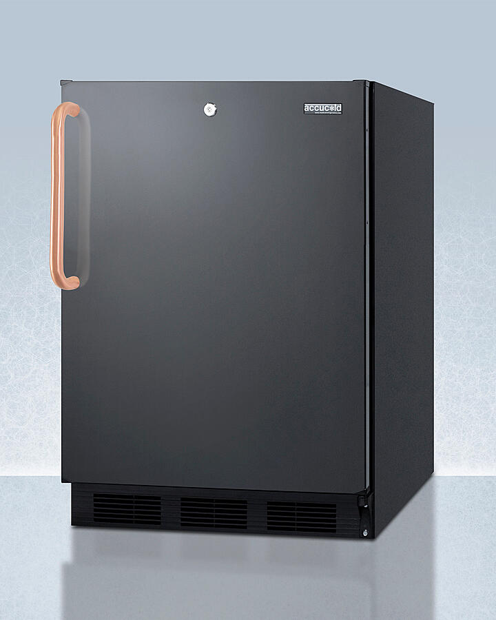 Summit FF7LBLKBITBCADA Ada Compliant Built-In Undercounter All-Refrigerator For General Purpose Or Commercial Use, With Pure Copper Handle, Lock, Auto Defrost Operation, And Black Exterior