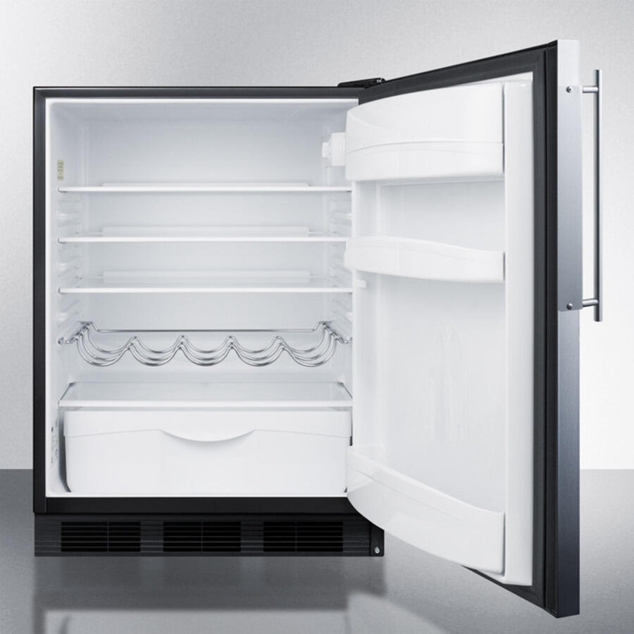 Summit FF63BBIFR Built-In Undercounter All-Refrigerator For Residential Use, Auto Defrost With A Door Frame To Accept Slide-In Panels And Black Cabinet Finish