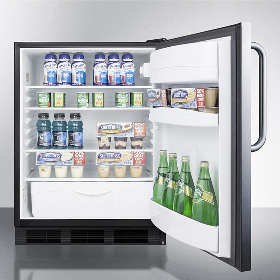 Summit FF6BK7CSSADA Ada Compliant Commercial All-Refrigerator For Built-In General Purpose Use, Auto Defrost With A Fully Wrapped Stainless Steel Exterior