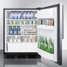 Summit FF6BKBI7SSHV Commercially Listed Built-In Undercounter All-Refrigerator For General Purpose Use, Autom Defrost W/Ss Wrapped Door, Thin Handle, And Black Cabinet
