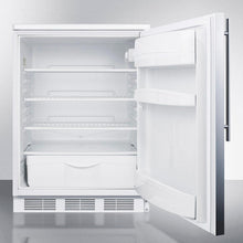 Summit FF6LW7SSHV Commercially Listed Freestanding All-Refrigerator For General Purpose Use, Auto Defrost W/Lock, Ss Wrapped Door, Thin Handle, And White Cabinet
