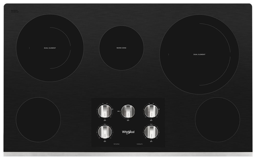 Whirlpool WCE77US6HS 36-Inch Electric Ceramic Glass Cooktop With Two Dual Radiant Elements