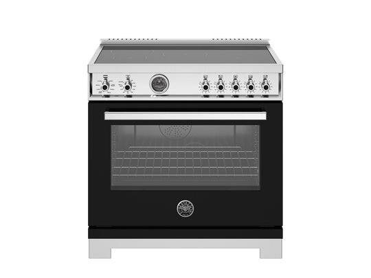 Bertazzoni PRO365ICFEPNET 36 Inch Induction Range, 5 Heating Zones And Cast Iron Griddle, Electric Self-Clean Oven Nero