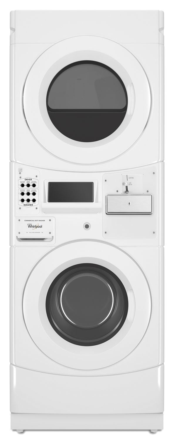 Whirlpool CGT9000GQ Commercial Gas Stack Washer/Dryer, Coin Equipped White