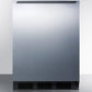 Summit CT663BSSHH Freestanding Counter Height Refrigerator-Freezer For Residential Use, Cycle Defrost With A Stainless Steel Wrapped Door, Towel Bar Handle, And Black Cabinet