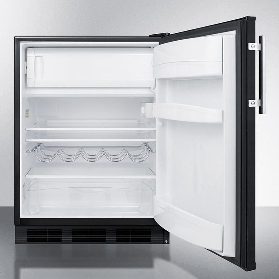 Summit CT663BKBI Built-In Undercounter Refrigerator-Freezer For Residential Use, Cycle Defrost With A Deluxe Interior And Black Exterior Finish