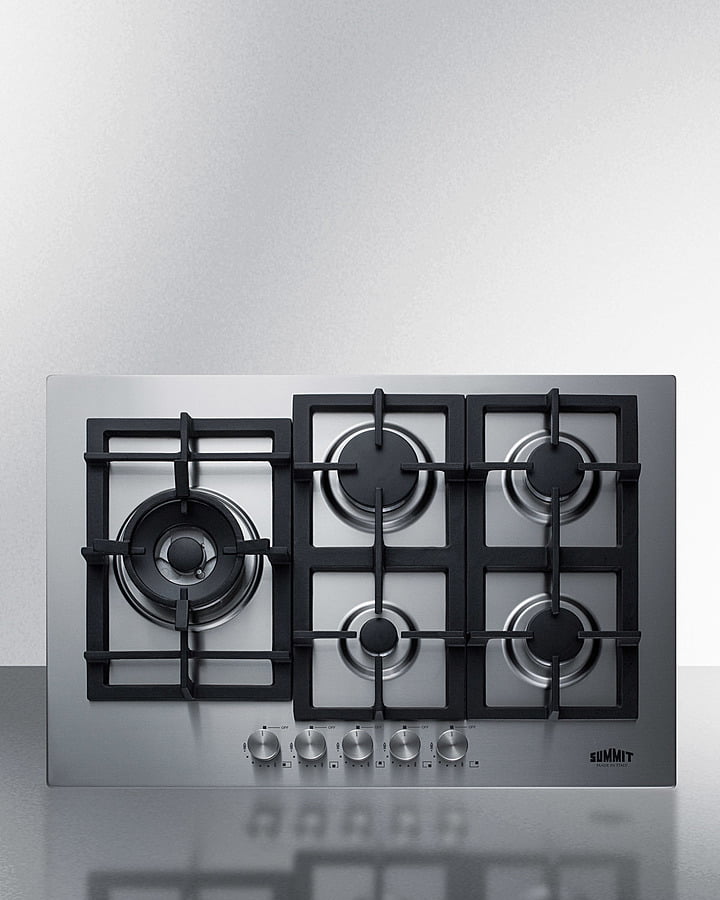 Summit GCJ5SS 30" Wide 5-Burner Gas Cooktop In Stainless Steel