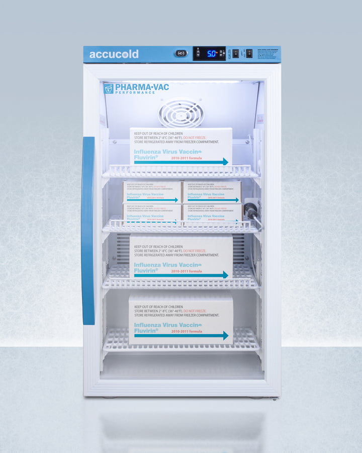 Summit ARG3PV Performance Series Pharma-Vac 3 Cu.Ft. Counter Height Glass Door Commercial All-Refrigerator For The Display And Refrigeration Of Vaccines