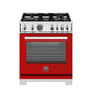 Bertazzoni PRO304BFEPROT 30 Inch Dual Fuel Range, 4 Brass Burners, Electric Self-Clean Oven Rosso
