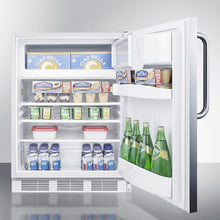 Summit CT66LWBISSTBADA Built-In Undercounter Ada Compliant Refrigerator-Freezer For General Purpose Use, W/Dual Evaporator Cooling, Lock, Ss Door, Tb Handle, White Cabinet