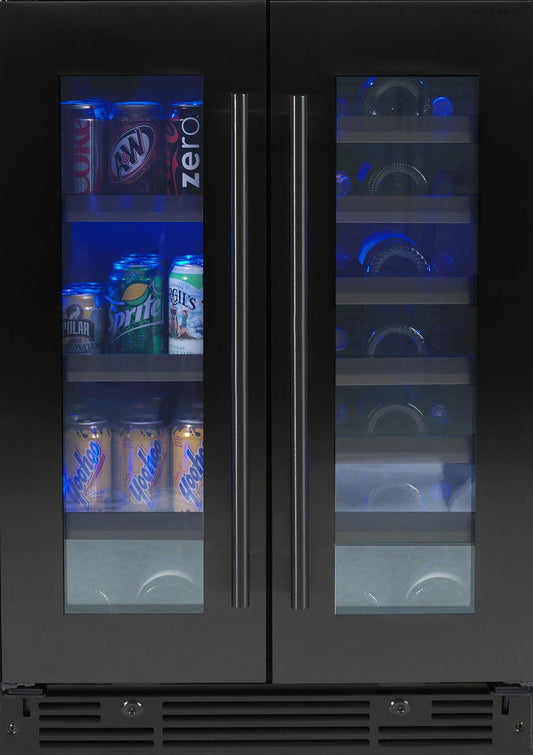 Xo Appliance XOU24BWDDGBS Bev/Wine Double Door 24" Black Stainless