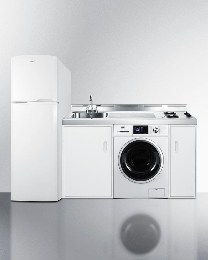 Summit ACKSPWD82 83" Wide All-In-One Kitchenette With Washer/Dryer Combo