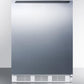 Summit CT661SSHH Freestanding Counter Height Refrigerator-Freezer For Residential Use, Cycle Defrost With A Stainless Steel Wrapped Door, Towel Bar Handle, And White Cabinet