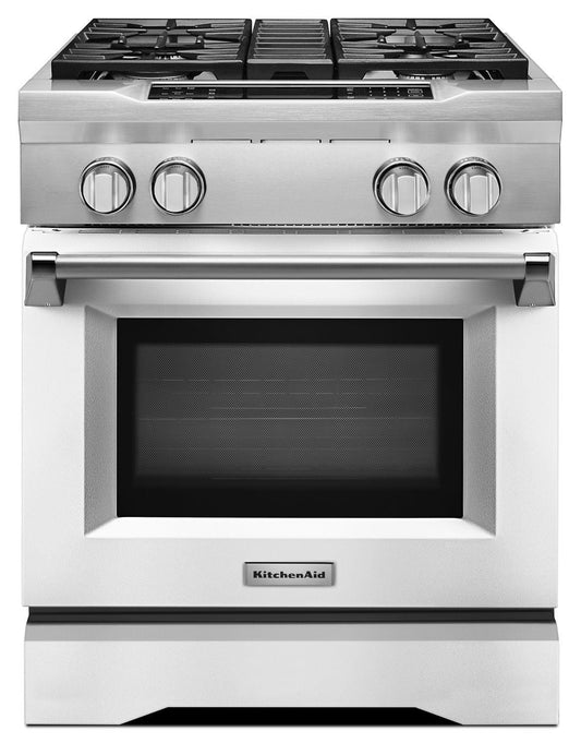 Kitchenaid KDRS407VMW 30'' 4-Burner Dual Fuel Freestanding Range, Commercial-Style Imperial White