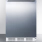 Summit FF61BISSHHADA Ada Compliant Built-In Undercounter All-Refrigerator For Residential Use, Auto Defrost With Stainless Steel Wrapped Door, Horizontal Handle, And White Cabinet