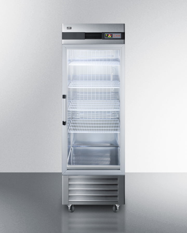 Summit SCR23SSG 23 Cu.Ft. Commercial Reach-In Refrigerator In Complete Stainless Steel With Glass Door