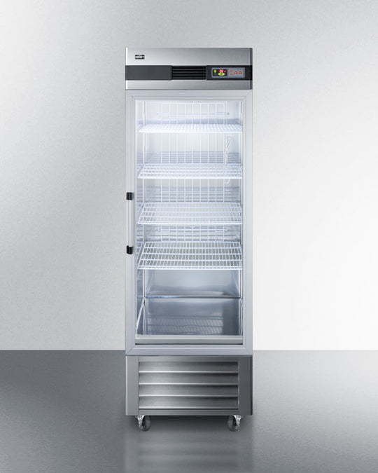 Summit SCR23SSG 23 Cu.Ft. Commercial Reach-In Refrigerator In Complete Stainless Steel With Glass Door