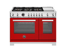 Bertazzoni PRO486BTFGMROT 48 Inch All-Gas Range 6 Brass Burners And Griddle Rosso