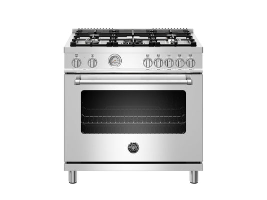 Bertazzoni MAST365DFMXE 36 Inch Dual Fuel Range, 5 Burner, Electric Oven Stainless Steel