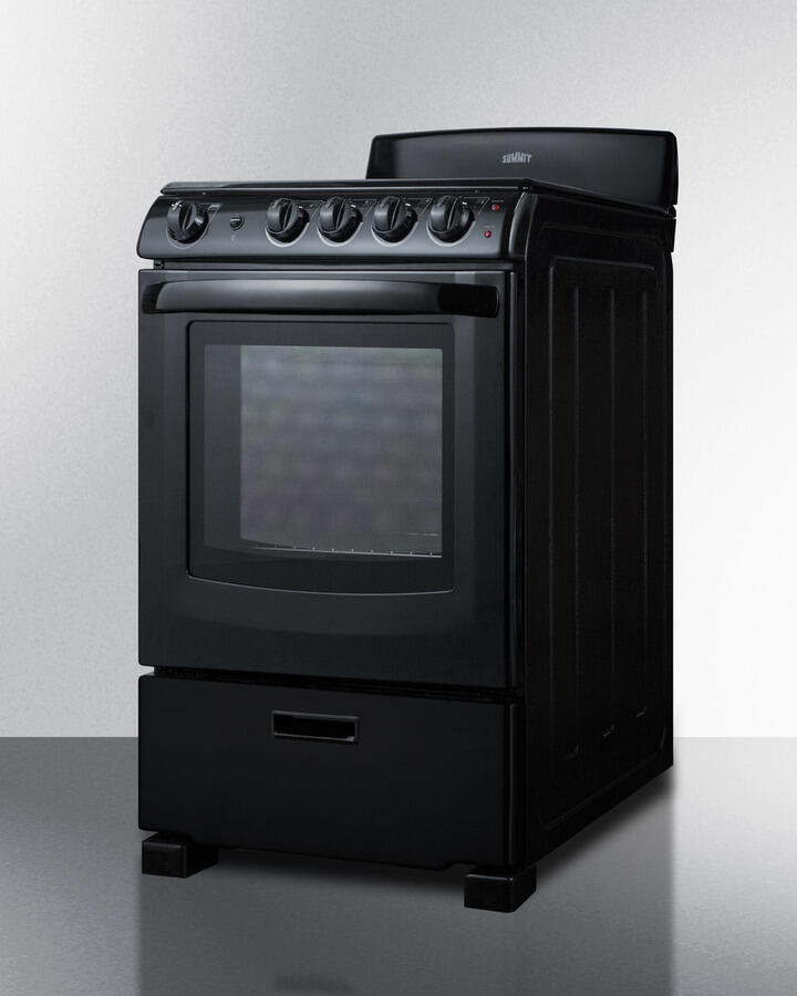 Summit REX2431B 24" Wide Smooth-Top Electric Range In Black, With Lower Storage Drawer And Oven Window; Available Winter 2018 To Replace Model Rex243B