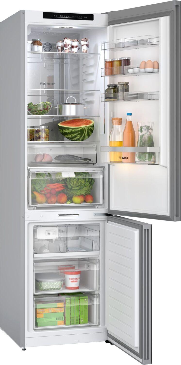 Bosch B24CB80ESW 800 Series Free-Standing Fridge-Freezer With Freezer At Bottom, Glass Door 24" White