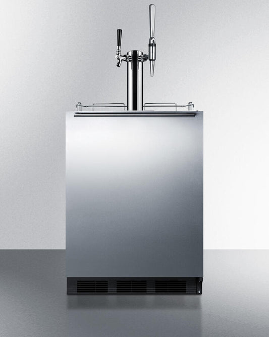 Summit SBC58BBICMTWINADA Built-In Undercounter Ada Height Commercially Listed Dual Tap Combo Nitro/Cold Brew Coffee Dispenser With Stainless Steel Door And Black Cabinet