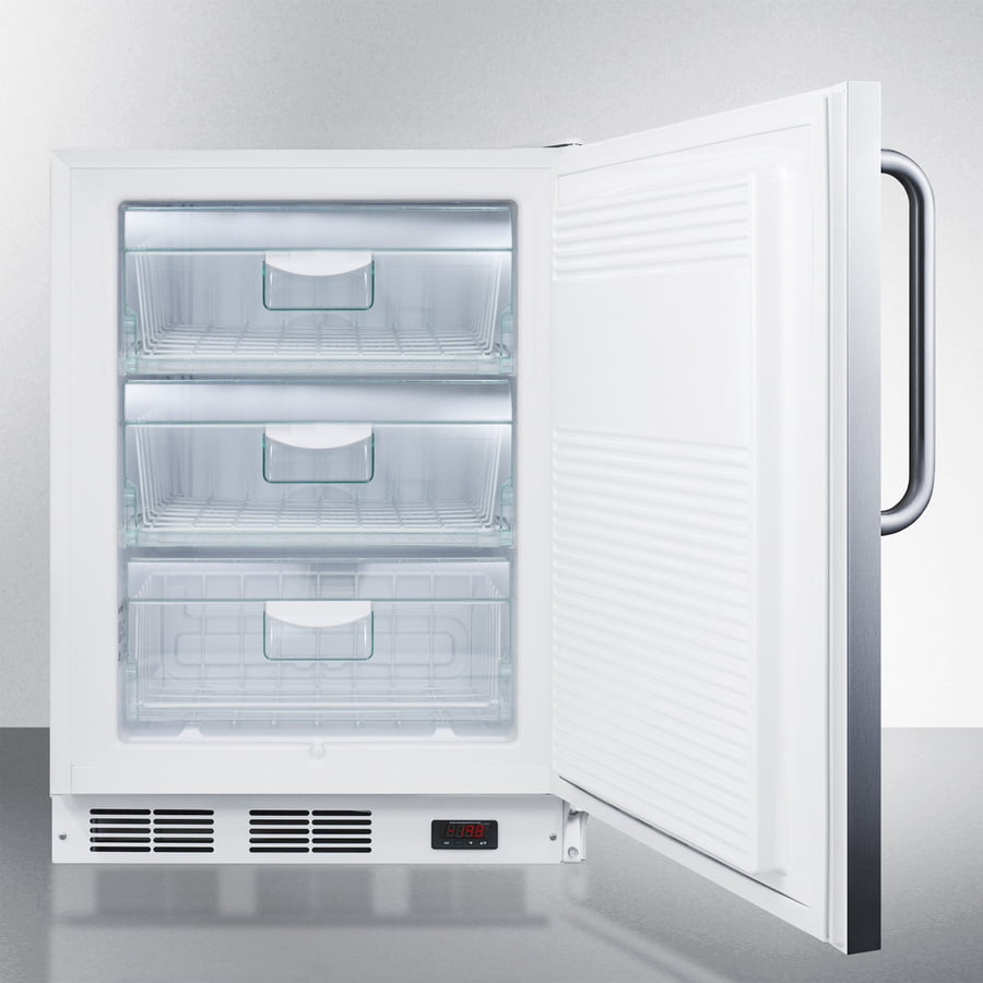 Summit VT65MLCSSADA Ada Compliant Built-In Medical All-Freezer Capable Of -25 C Operation, With Lock, Stainless Steel Door, Towel Bar Handle, And White Cabinet