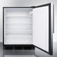 Summit AL752BKBISSHV Ada Compliant Built-In Undercounter All-Refrigerator For General Purpose Use, Auto Defrost W/Ss Wrapped Door, Thin Handle, And Black Cabinet