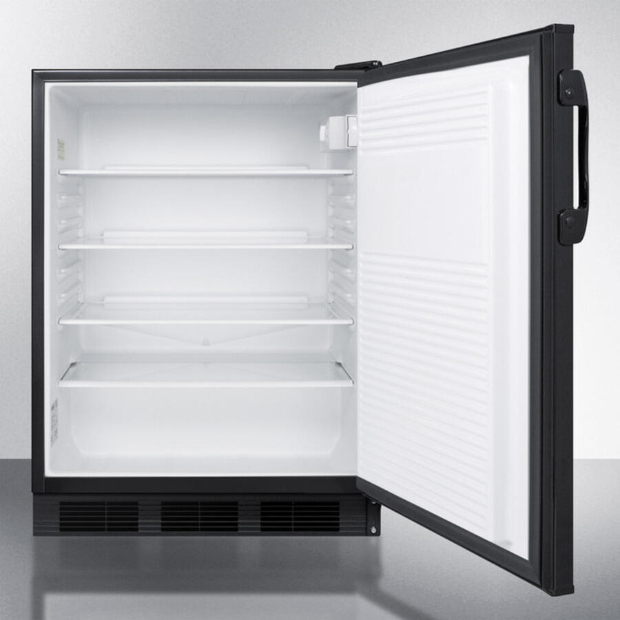 Summit FF7BADA Ada Compliant Commercial All-Refrigerator For Freestanding General Purpose Use, With Flat Door Liner, Auto Defrost Operation And Black Exterior