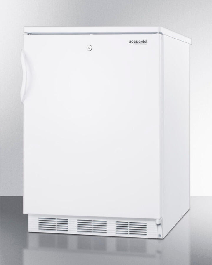 Summit CT66LBI Built-In Undercounter Refrigerator-Freezer For General Purpose Use, With Lock, Dual Evaporator Cooling, Cycle Defrost, And White Exterior