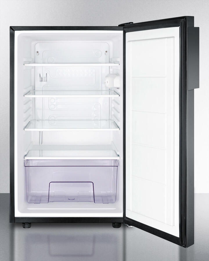 Summit FF521BLBI7ADA Commercially Listed Ada Compliant 20" Wide Built-In Undercounter All-Refrigerator, Auto Defrost With A Lock And Black Finish