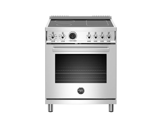 Bertazzoni PROF304INSXT 30 Inch Induction Range, 4 Heating Zones, Electric Self-Clean Oven Stainless Steel
