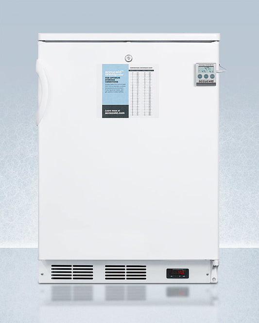 Summit FF7LWPLUS2 24" Wide Freestanding All-Refrigerator In White, Auto Defrost With A Lock, Nist Calibrated Thermometer, Digital Thermostat, And Internal Fan